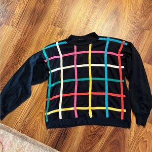 Vibrant Vintage Grid Pattern Women's Sweater
